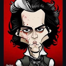 An artistic depiction of Sweeney Todd, the fictional barber