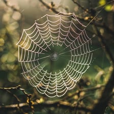 A delicate, nearly transparent spider web illustrating gossamer material.