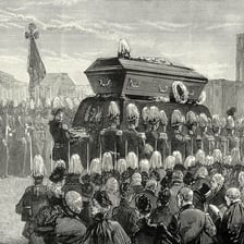 A choir performing solemn music at a funeral