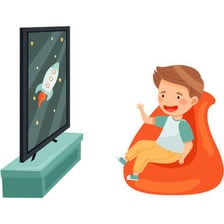 Children turning off a television as an evening watershed time begins