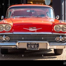 A recognizable Chevrolet automobile viewed from the front.