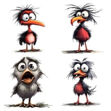 A cartoon bird depicted with a foolish or vacant expression.
