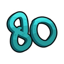 A clear depiction of the number 80.