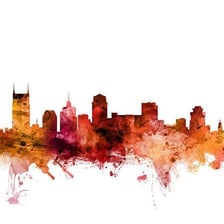 A recognizable view of the Nashville, Tennessee skyline.
