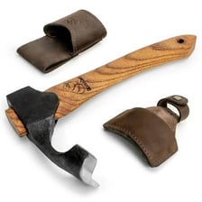 A hand adze with a broad cutting blade