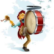 A person encouraging a crowd, representing the phrase “drum up” support.