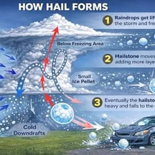 Hailstones falling during a wintry storm