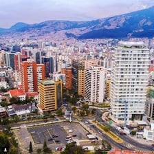 A view across Quito, Ecuador, with the city and surrounding mountains