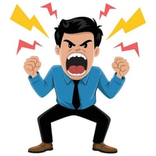 An angry person expressing strong emotion.