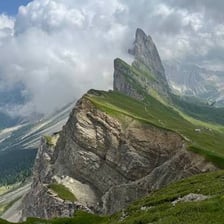 Jagged limestone peaks in the Dolomites of northern Italy