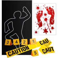 A stark silhouette warning graphic depicting decapitation
