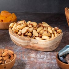 Brazil nuts shown among assorted nuts.