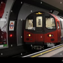 A London Underground train at a Northern line station.
