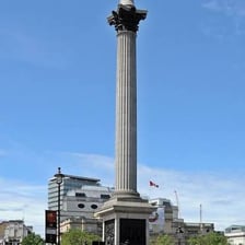 Trafalgar Square in London with Nelson’s Column prominently visible