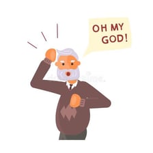 A simple illustration of a surprised person making an exclamation.
