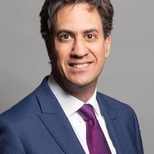 A portrait of British politician Ed Miliband.