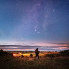 A dark sky shortly before sunrise