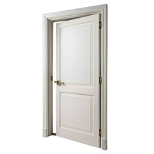 A door standing partly open.