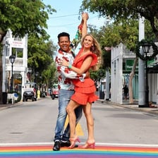 A couple performing the lambada dance