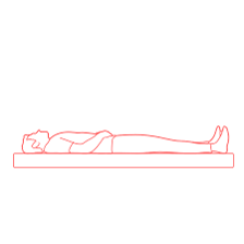 A person lying flat on their back in the supine position