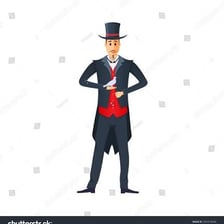 A wizard-like performer demonstrating magic before an audience.