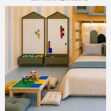 An uncluttered room arranged as a space for play.