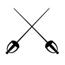 Two fencers with their swords crossed.
