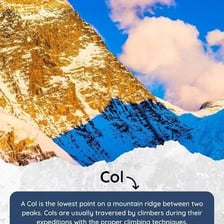 A high mountain pass, or col, between two peaks