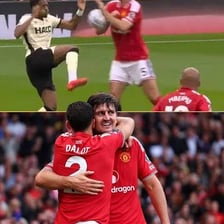 A football player wrong-footing a defender with a sudden change of direction