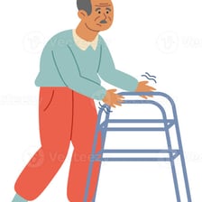 An illustration of a person walking with an unsteady shuffle