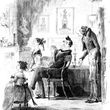 An illustration depicting Mr Pecksniff from Dickens’s Martin Chuzzlewit.