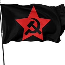 A hammer-and-sickle emblem displayed on a flag.