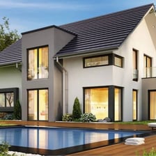 The roof of a domestic house.