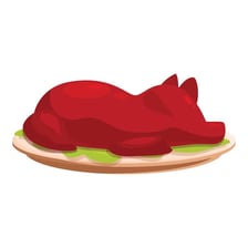 A roast pig presented on a large serving platter.