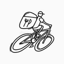 A simple illustration combining a traced outline, food and a cyclist.
