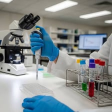 A scientist gathering evidence through a practical laboratory experiment