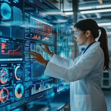 A researcher examining data during an investigation