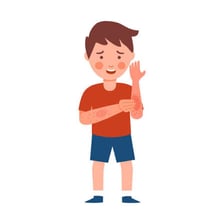 A person scratching an itchy patch of skin