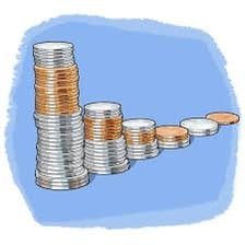 Coins divided into two equal piles to illustrate a fifty-fifty split.