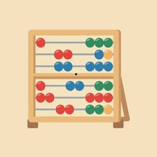 An abacus with rows of counting beads.