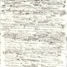 A handwritten manuscript page covered with edits and corrections.