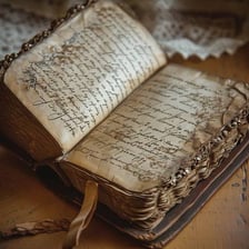 An old quarto-format book open on a table