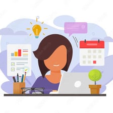 A person actively occupied with a task at a desk.
