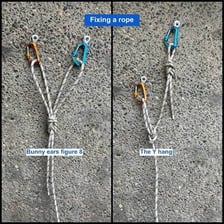 A climber being secured by a belay rope