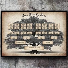 A family tree illustrating ancestry and descent