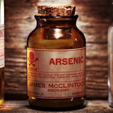 A laboratory container labelled arsenic, illustrating a poisonous substance