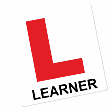 A driving-licence-themed image showing a learner marker and an identification card