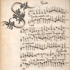 An early Tudor musical manuscript for a choral motet.