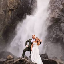 A couple leaving together for an elopement wedding