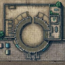 A sunken enclosed arena used for fighting or competition